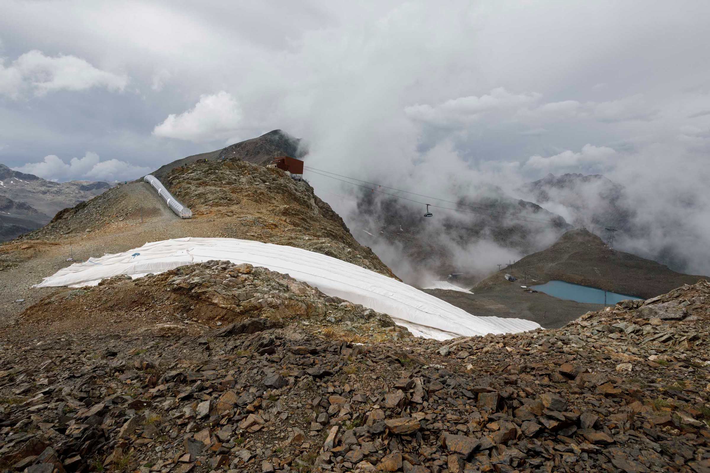 Snow farming on Diavolezza, Switzerland
